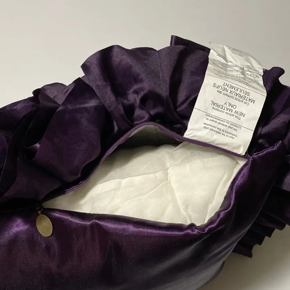 Vintage Pier 1 Flounce Purple Ruffle Pillow Satin 18 x 18 inch Ruffles Square